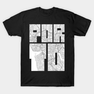 Porto, Portugal City Map Typography - Light T-Shirt